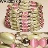 36inch Pink Cat's Eye Opal Magnetic Wrap Bracelet Necklace All in One Set